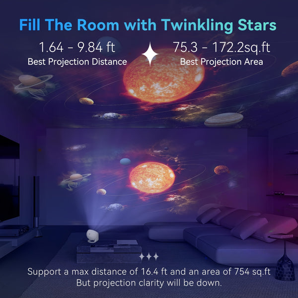 Star projector LED lamp - kids bedroom night light, 12 discs included