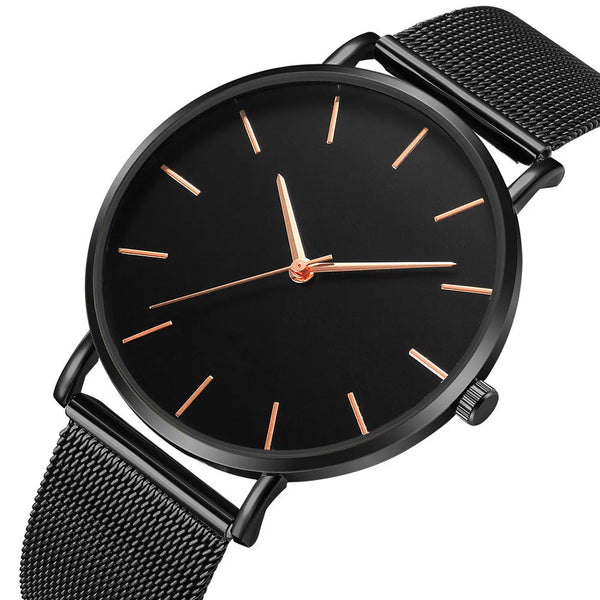 LEDmePLAY Celeste - Orologio al quarzo ultra-sottile da uomo – Semplice & elegante con cinturino in maglia di acciaio inossidabile