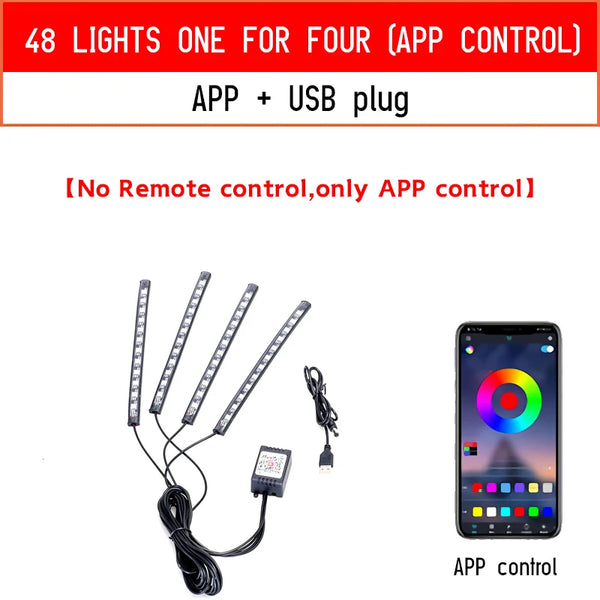 RGB LED car light with USB, music sync