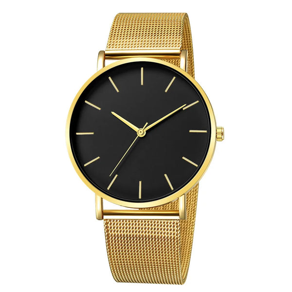 LEDmePLAY Celeste - Orologio al quarzo ultra-sottile da uomo – Semplice & elegante con cinturino in maglia di acciaio inossidabile