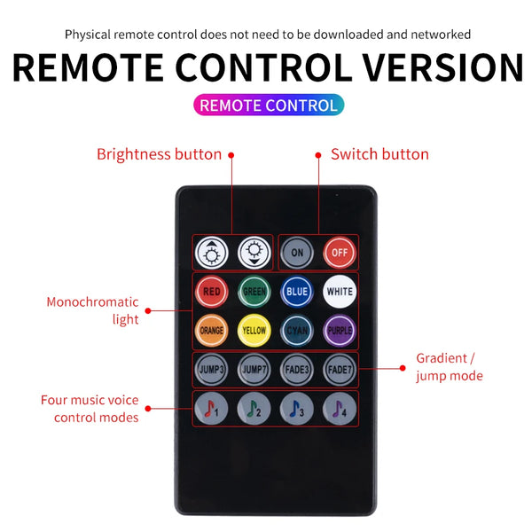 RGB LED car light with USB, music sync