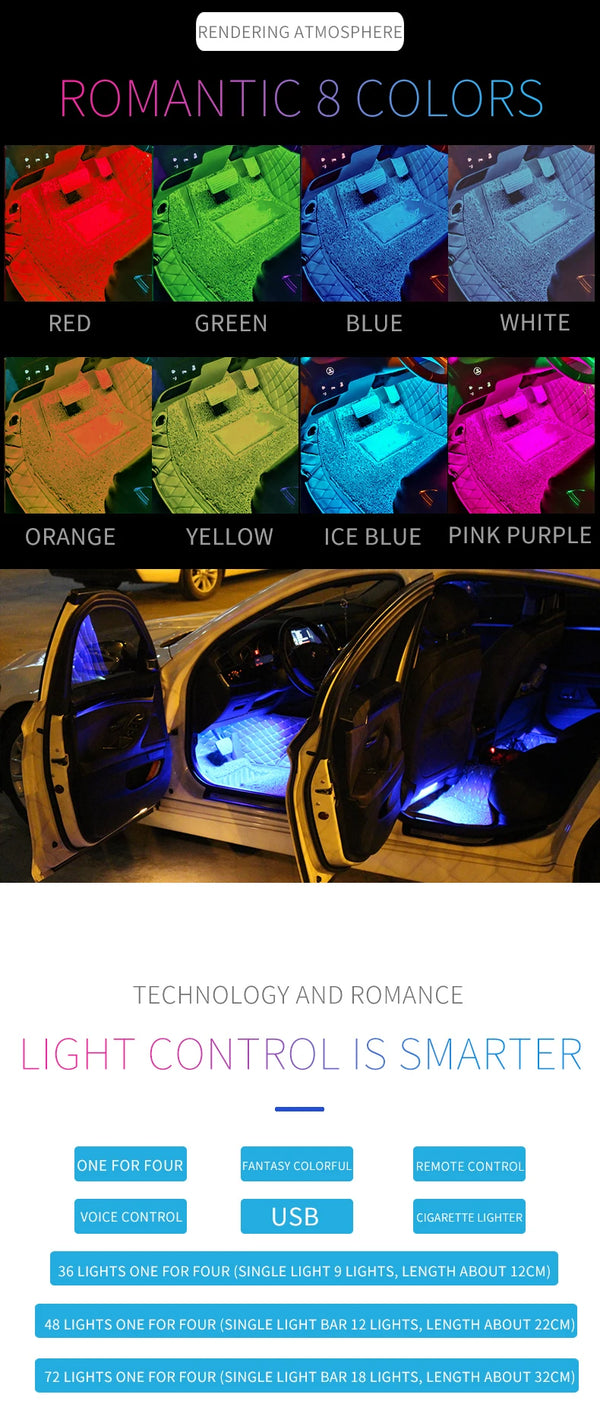 RGB LED luce per auto - sincronizzazione USB con musica