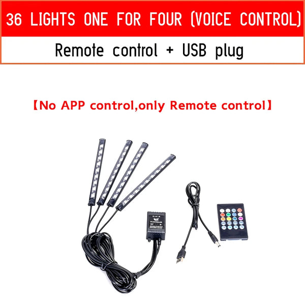 RGB LED luce per auto - sincronizzazione USB con musica