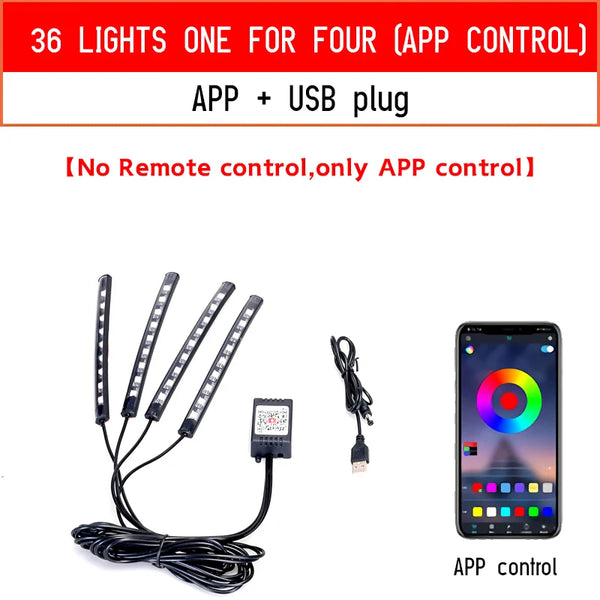 RGB LED luce per auto - sincronizzazione USB con musica