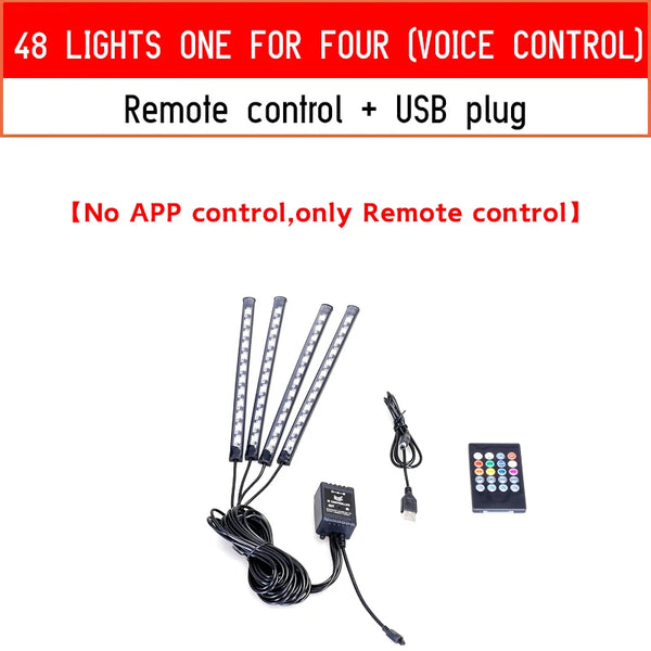 RGB LED car light with USB, music sync