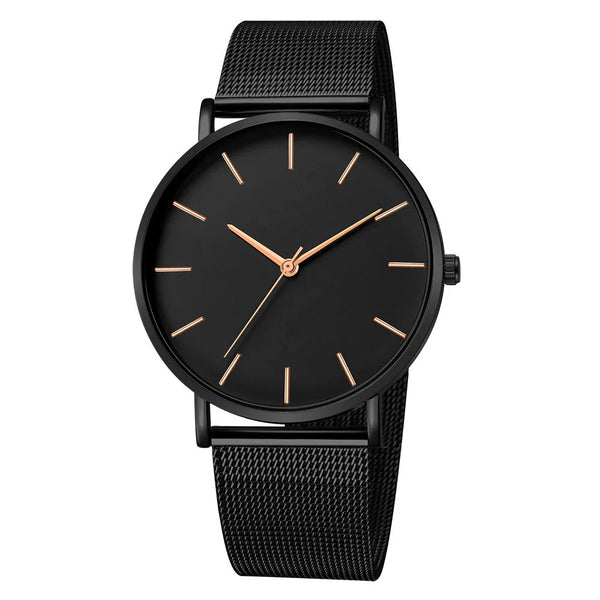 LEDmePLAY Celeste - Orologio al quarzo ultra-sottile da uomo – Semplice & elegante con cinturino in maglia di acciaio inossidabile