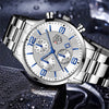LEDmePLAY Leo - Orologio da uomo di lusso per affari – Orologio da polso al quarzo in acciaio inossidabile con cinturino in pelle & lancette luminose