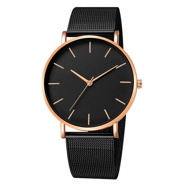 LEDmePLAY Celeste - Orologio al quarzo ultra-sottile da uomo – Semplice & elegante con cinturino in maglia di acciaio inossidabile