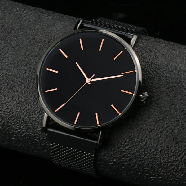 LEDmePLAY Celeste - Orologio al quarzo ultra-sottile da uomo – Semplice & elegante con cinturino in maglia di acciaio inossidabile