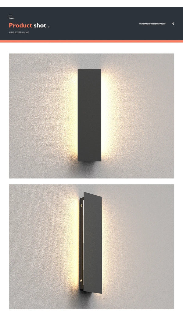 LED lámpara de pared exterior, impermeable, lámpara de jardín IP65