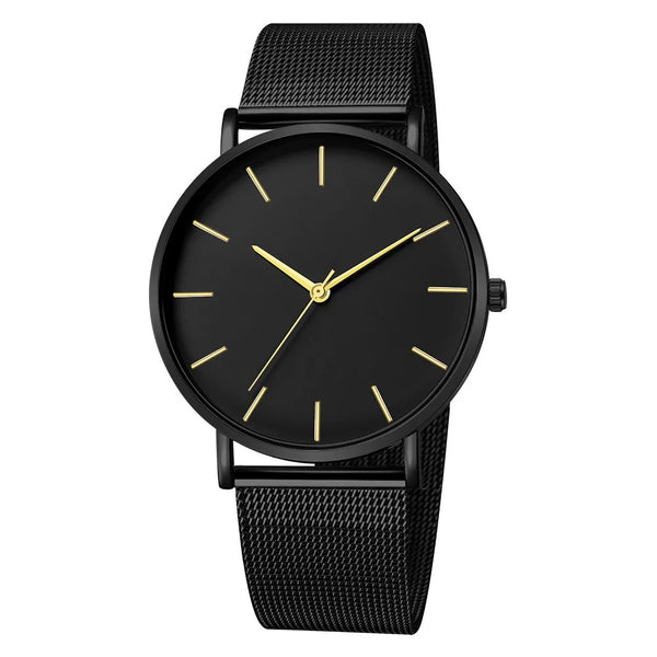 LEDmePLAY Celeste - Orologio al quarzo ultra-sottile da uomo – Semplice & elegante con cinturino in maglia di acciaio inossidabile