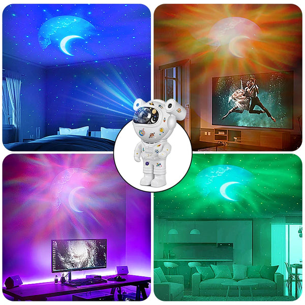 LED kids projector night light: astronaut galaxy design