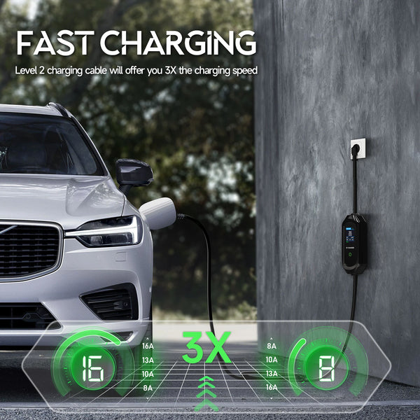 AFEEV 7 kW Smart Portable EV Charger – 32 A Adjustable, Type 2/Type 1/GBT, IP65