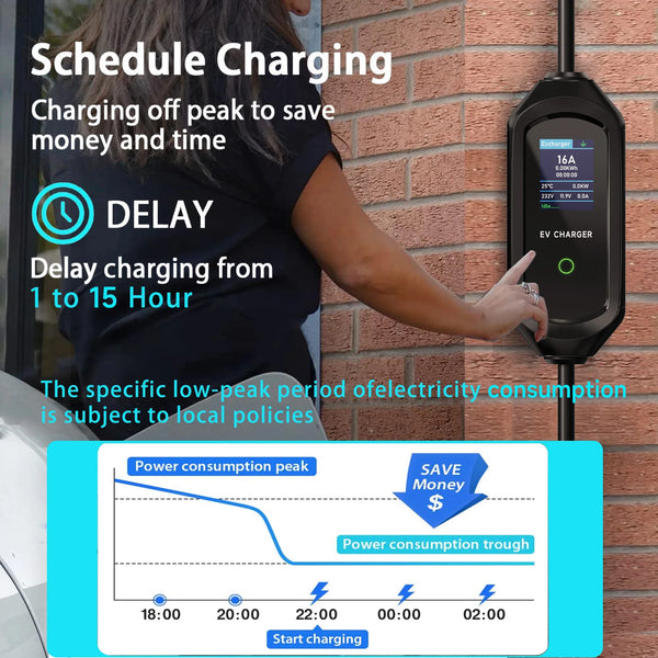AFEEV 7 kW Smart Portable EV Charger – 32 A Adjustable, Type 2/Type 1/GBT, IP65