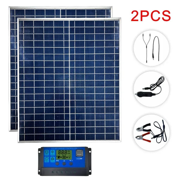 500 W/1000 W Kit Solare Completo 12 V Policristallino – Portatile, Soluzione di Alimentazione Ricaricabile