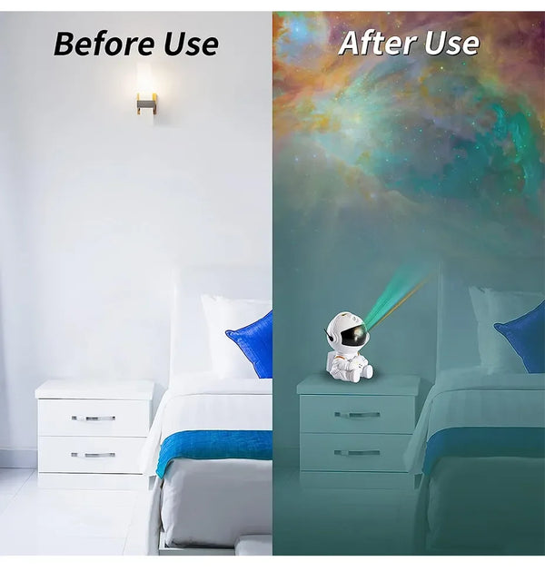 LED kids projector night light: astronaut galaxy design