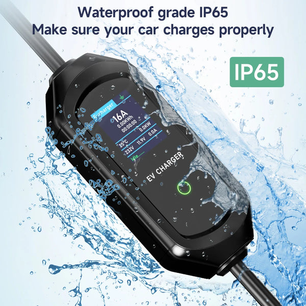 AFEEV 7 kW Smart Portable EV Charger – 32 A Adjustable, Type 2/Type 1/GBT, IP65