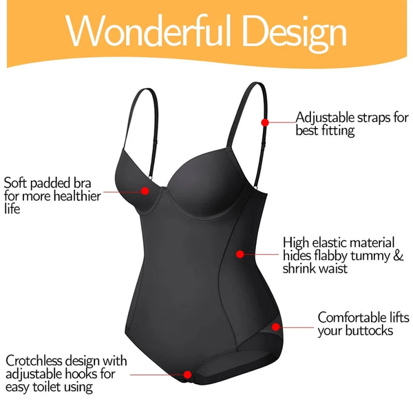 Firm-control underwire bodysuit shaper – Waist trainer & butt lifter