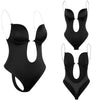 Backless medium-control plunge bodysuit – Spalline trasparenti & corsetto modellante push-up