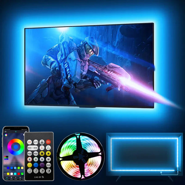 Gaming LED strip lights - RGB, control inteligente, luz de fondo para PC/TV