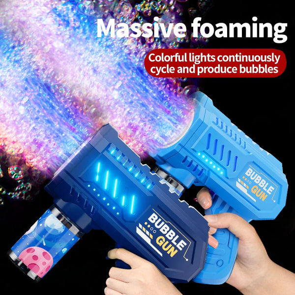 LED bubble gun for kids: portable, automatic launcher