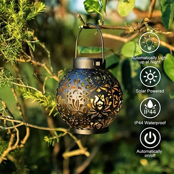Solar LED garden lights: waterproof, metal lanterns