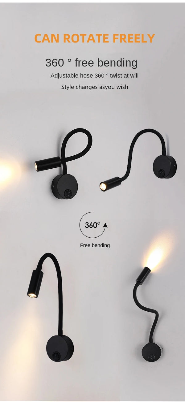 LED applique a collo di cigno - lampada da lettura regolabile