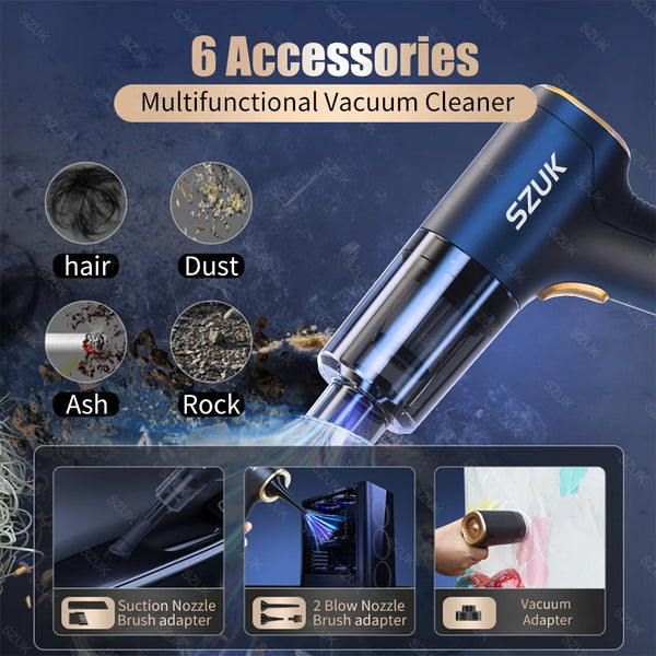 SZUK 98,000 Pa Handheld Car Vacuum Cleaner – Wireless, Ultra-Powerful & Portable