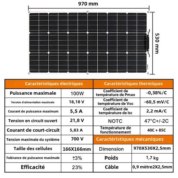 ASUNERGE 100–600 W Pannello Solare Monocristallino Flessibile – Impermeabile, Potenza Pieghevole per Camper & Barca