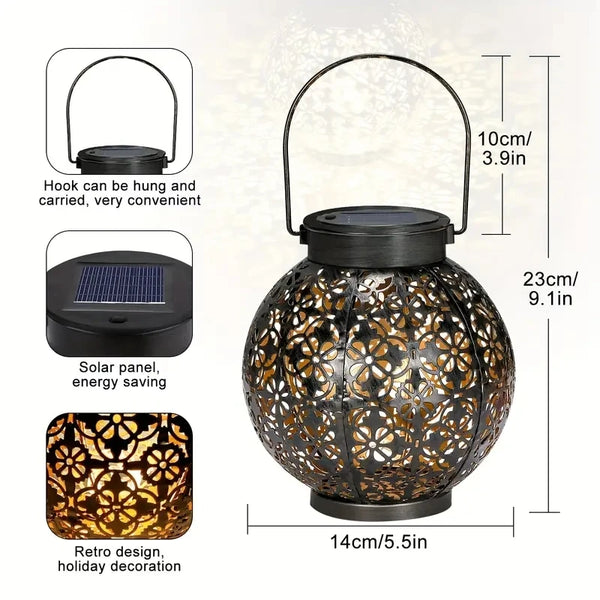 Solar LED garden lights: waterproof, metal lanterns
