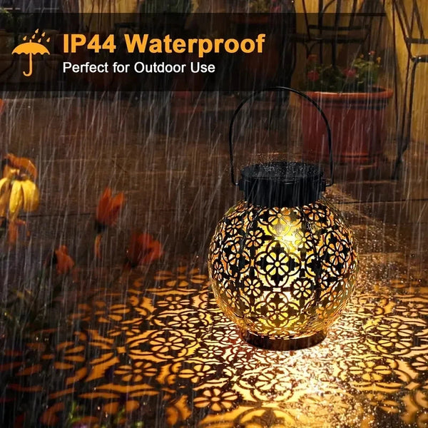 Solar LED garden lights: waterproof, metal lanterns