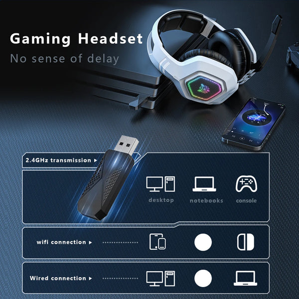 Wireless gaming headset RGB light for PS4 PC laptop