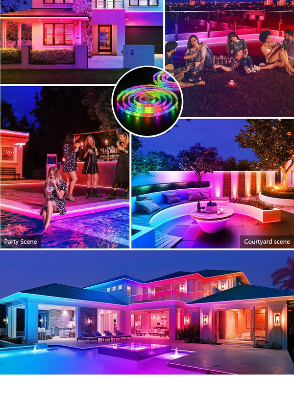 RGB solar LED strip lights - impermeabili, ricaricabili