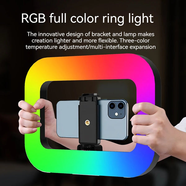 RGB oplaadbare selfie ringlamp voor mobiele fotografie
