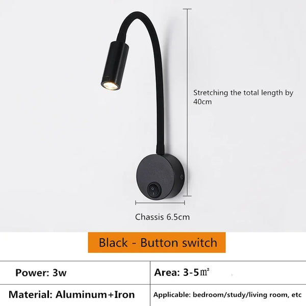 LED applique a collo di cigno - lampada da lettura regolabile