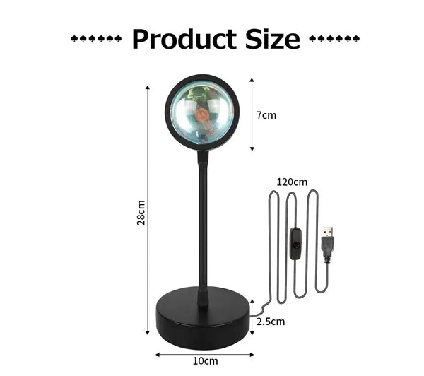 Sunset projector lamp - USB LED for bedroom decor