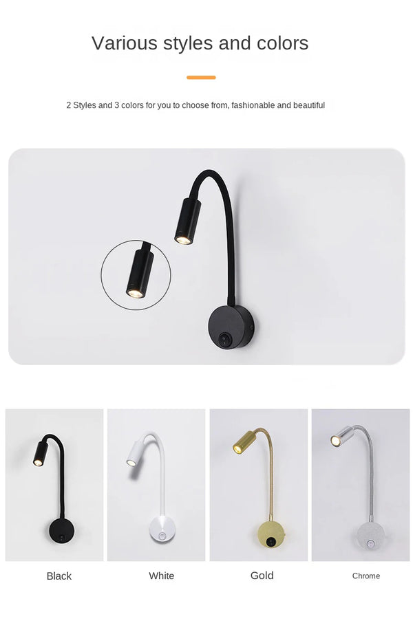 LED applique a collo di cigno - lampada da lettura regolabile