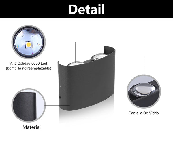 Waterproof LED wall light - IP65 indoor/outdoor garden lighting