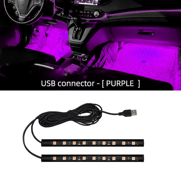 LED luce per piedi auto - USB, atmosfera neon