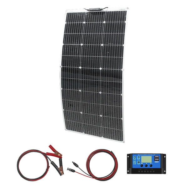 ASUNERGE 100–600 W Pannello Solare Monocristallino Flessibile – Impermeabile, Potenza Pieghevole per Camper & Barca