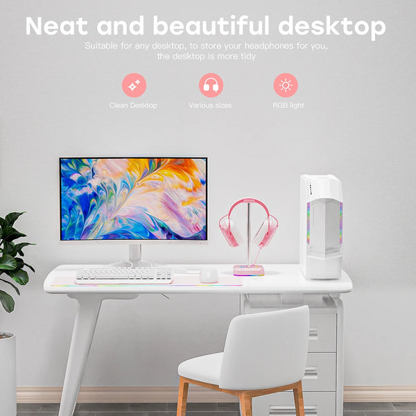 RGB gaming headset stand - aluminum, desktop-friendly