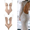 Backless medium-control plunge bodysuit – Spalline trasparenti & corsetto modellante push-up