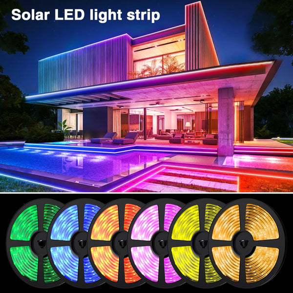 RGB solar LED strip lights - impermeabili, ricaricabili