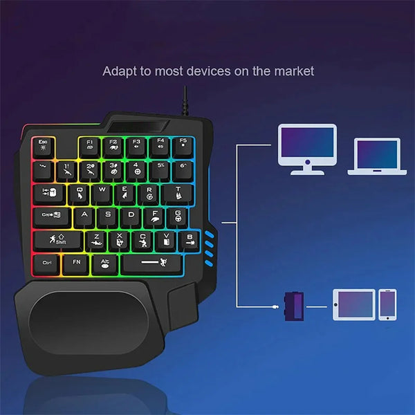 RGB gaming keyboard - ergonomic, USB wired, 35-key