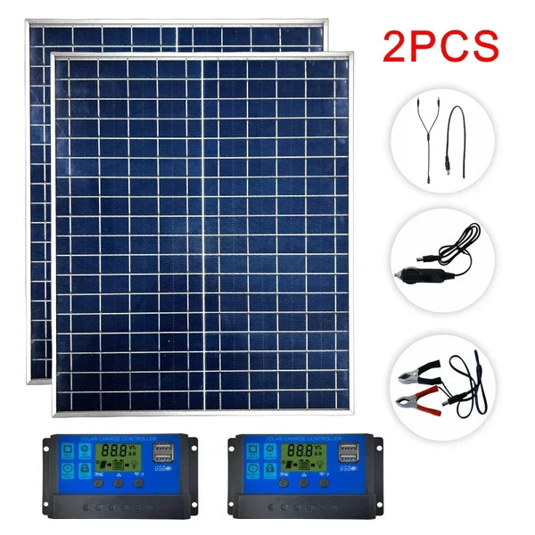 500 W/1000 W Kit Solare Completo 12 V Policristallino – Portatile, Soluzione di Alimentazione Ricaricabile