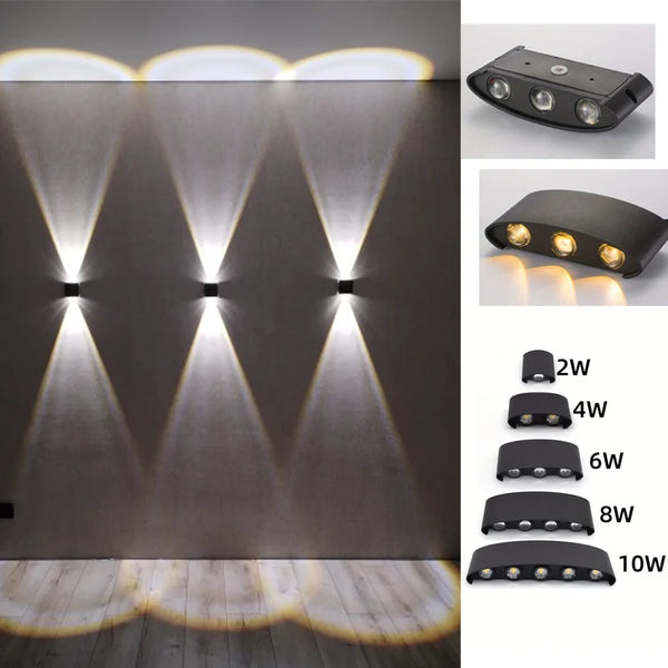 LED wall light - modern indoor/outdoor, up/down, 2W-10W