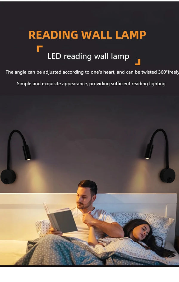 LED applique a collo di cigno - lampada da lettura regolabile