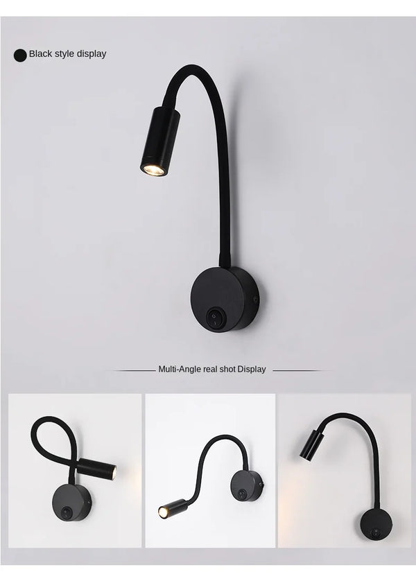 LED applique a collo di cigno - lampada da lettura regolabile