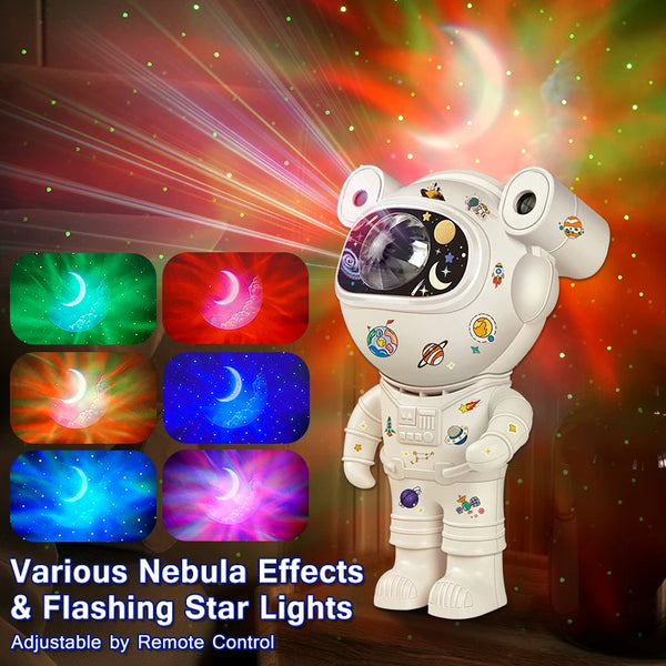 LED kids projector night light: astronaut galaxy design