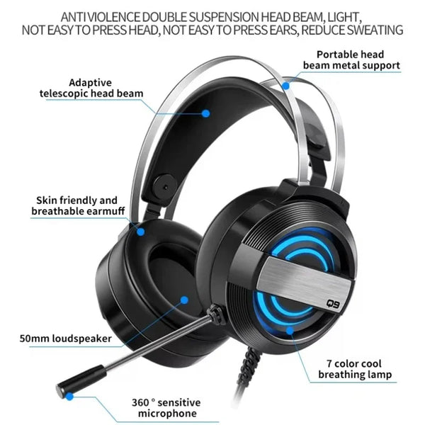 Gaming headset RGB met HD-microfoon voor Xbox, PS5, PC